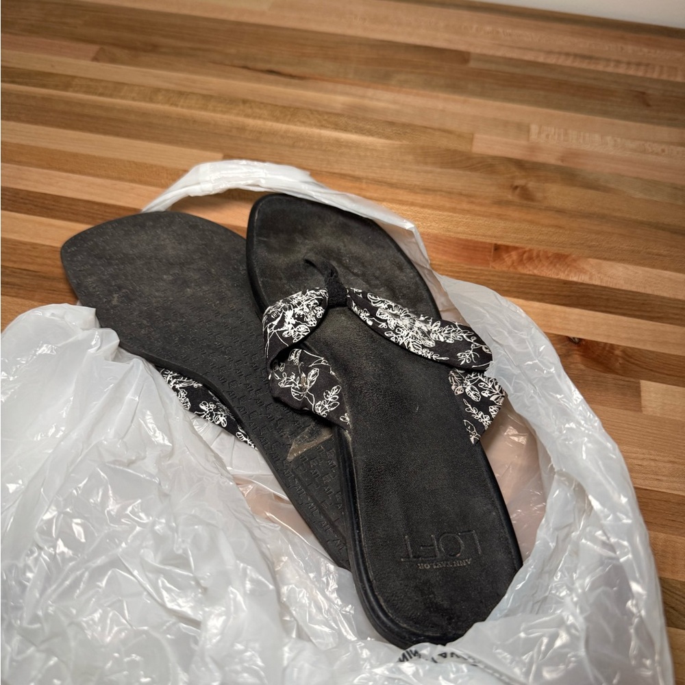 NOT FOR SALE. Too dirty. Black Floral Women's Sandals